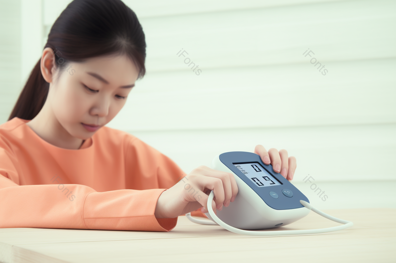 穿着居家服的女性测量血压,高清,摄影图,摄影图片,图片大全,摄影图免费下载